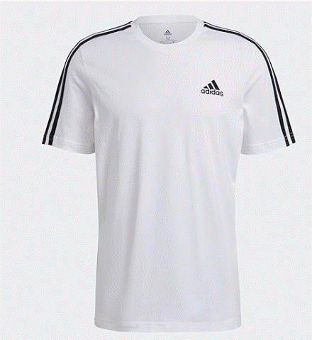 adidas Men's 3 Stripe Shorts Sleeve Jersey