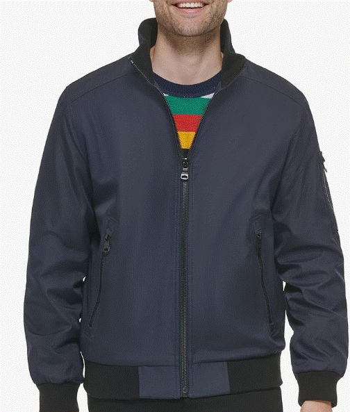 Calvin Klein- men's knit hem bomber zip front jacket