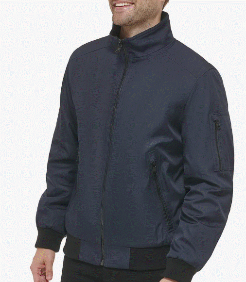 Calvin Klein- men's knit hem bomber zip front jacket